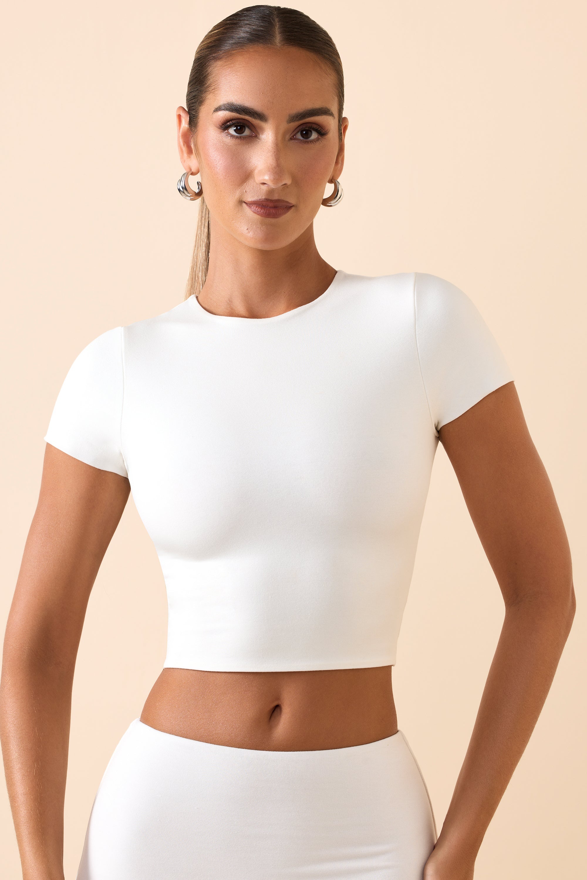Myaree Modal Cap-Sleeve Crop Top in White