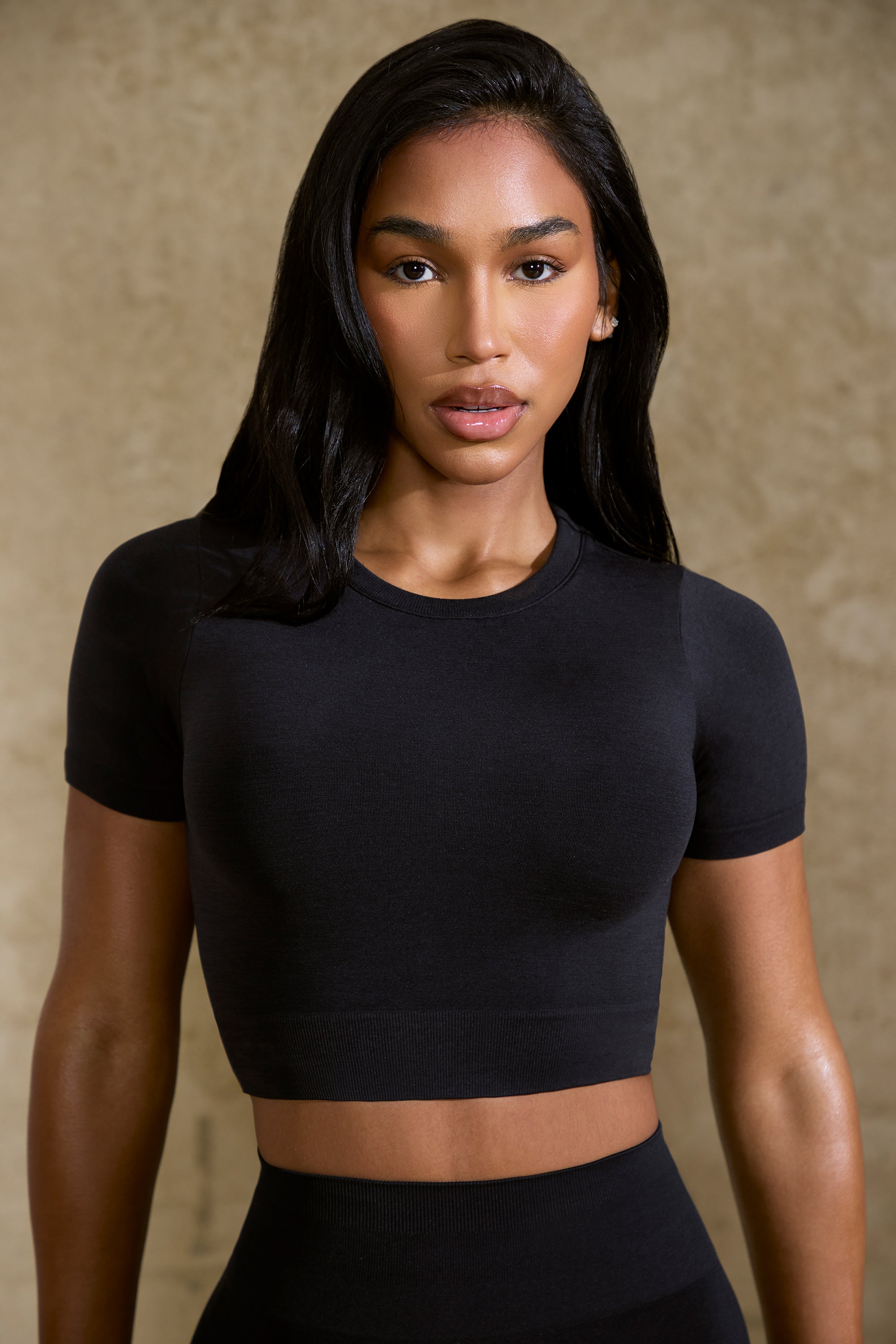Excel Define Luxe Baby Tee Crop Top in Black