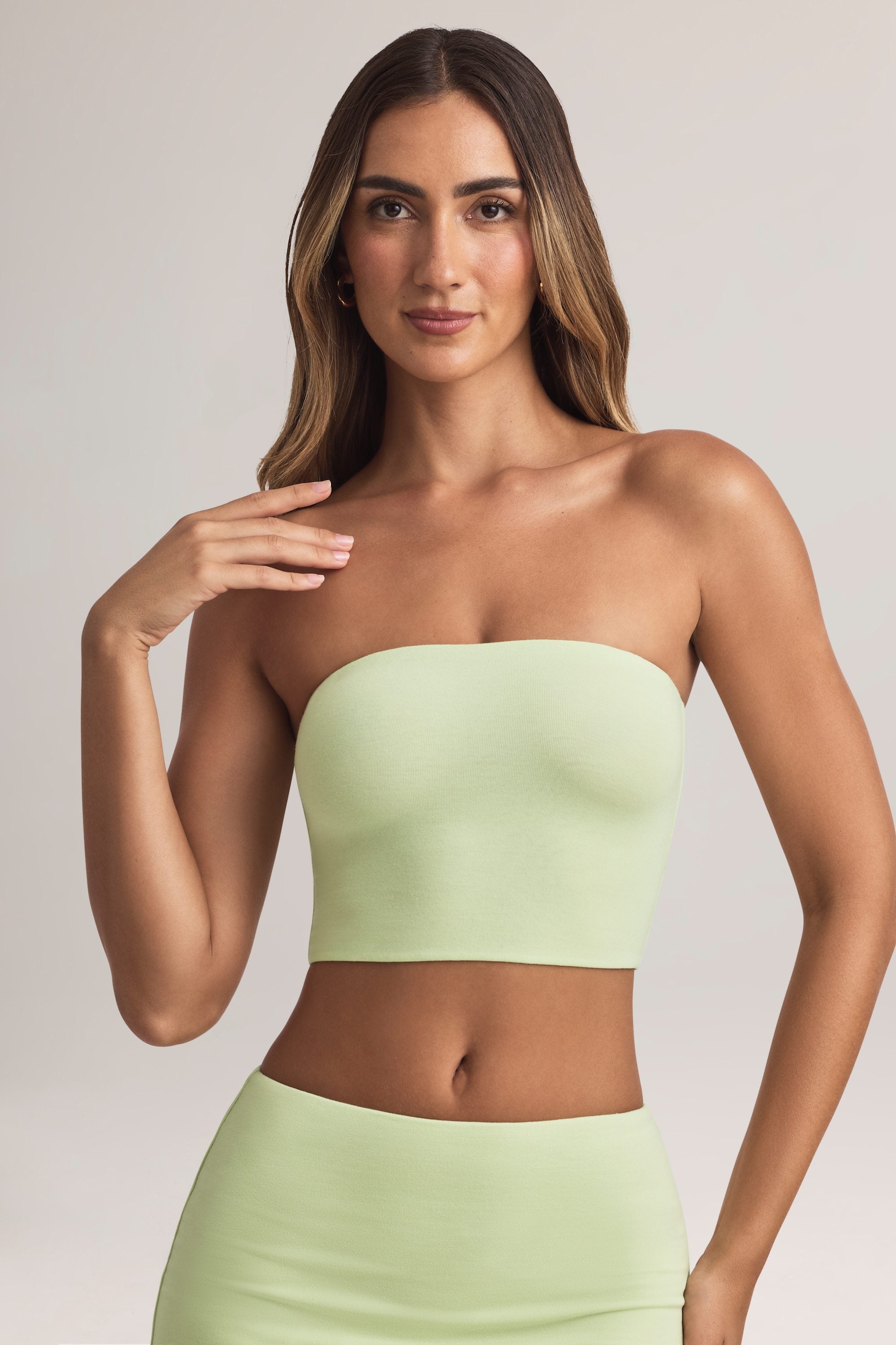 Verna Modal Strapless Crop Top in Sage Green