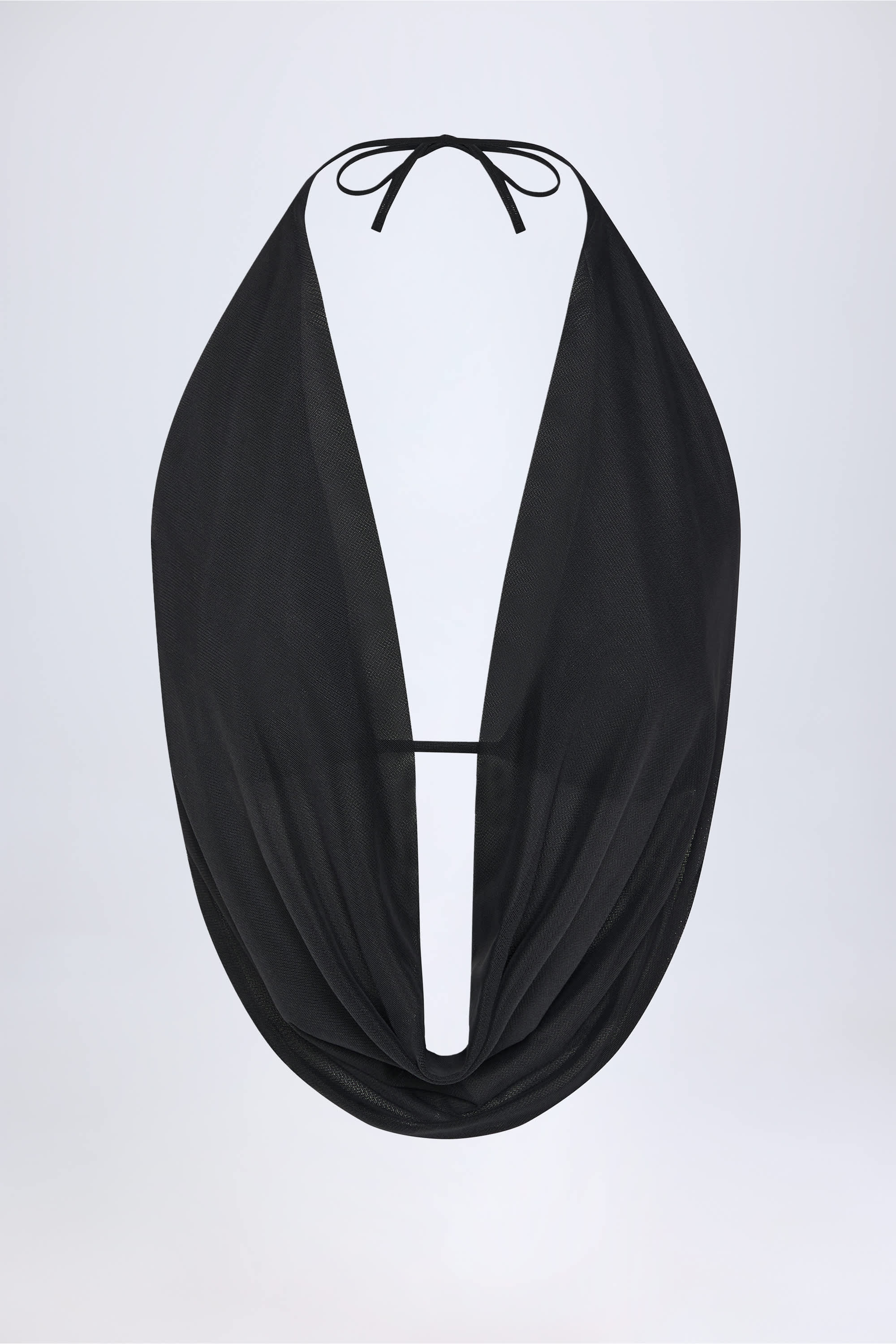 Fayola Cowl-Neck Backless Crop Top in Black