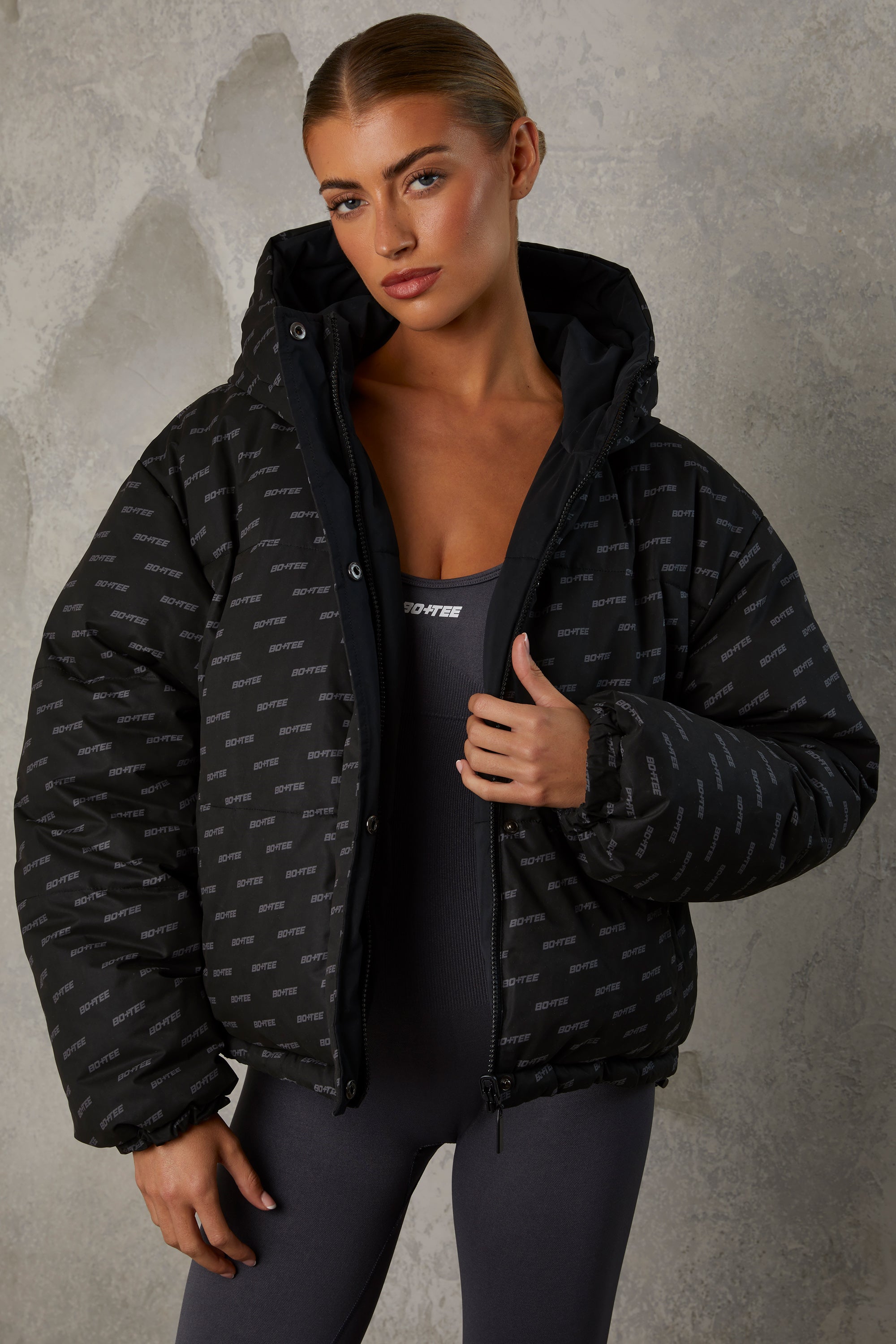 Layer Up Reversible Hooded Puffer Jacket in Black