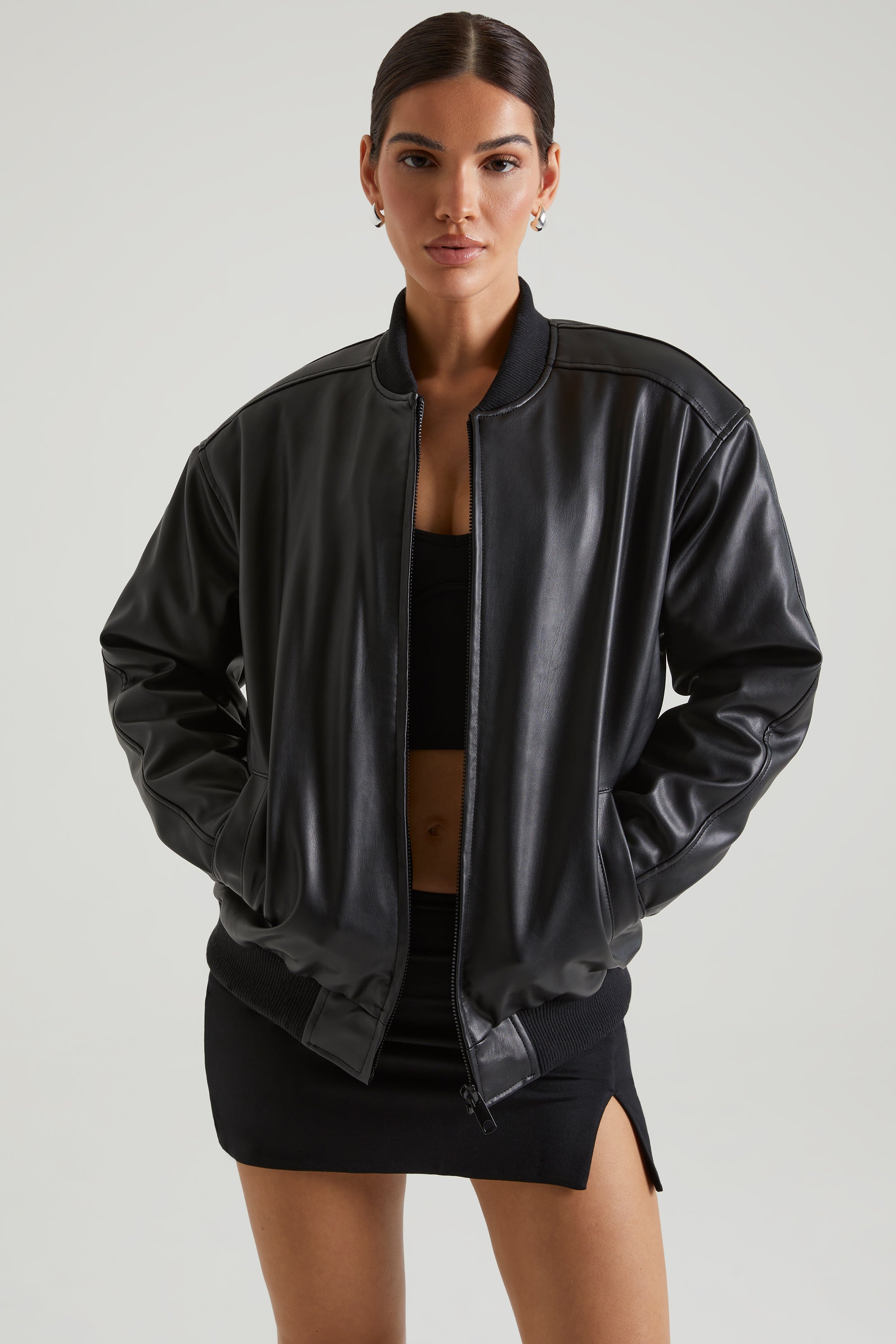 Maple Faux Leather Jacket in Black