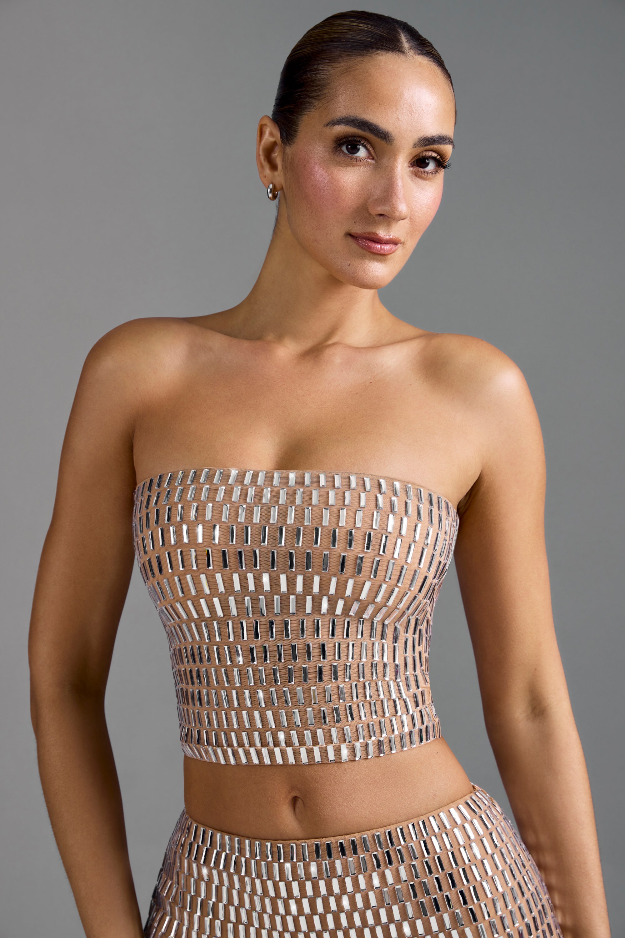 Charnelle Embellished Bandeau Top in Almond